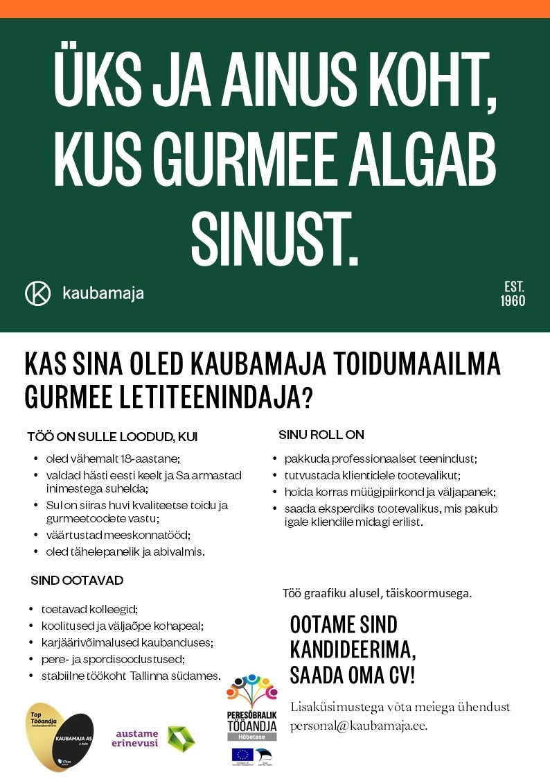 Kaubamaja Toidumaailma gurmee letiteenindaja