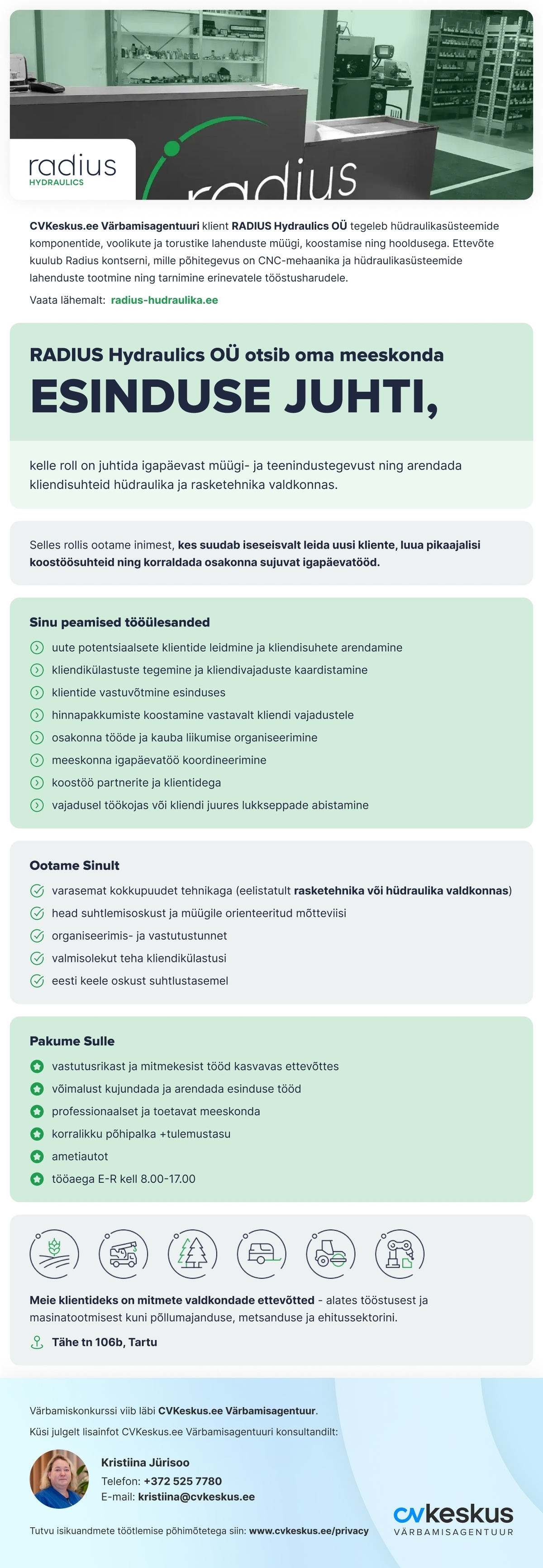 RADIUS Hydraulics OÜ ESINDUSE JUHT