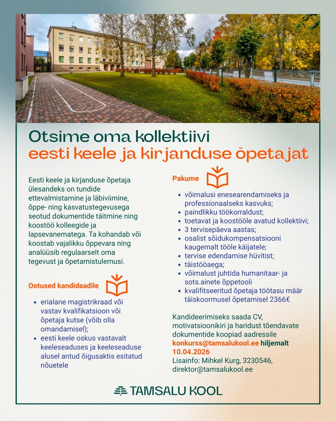 Tamsalu Kool Eesti keele ja kirjanduse õpetaja