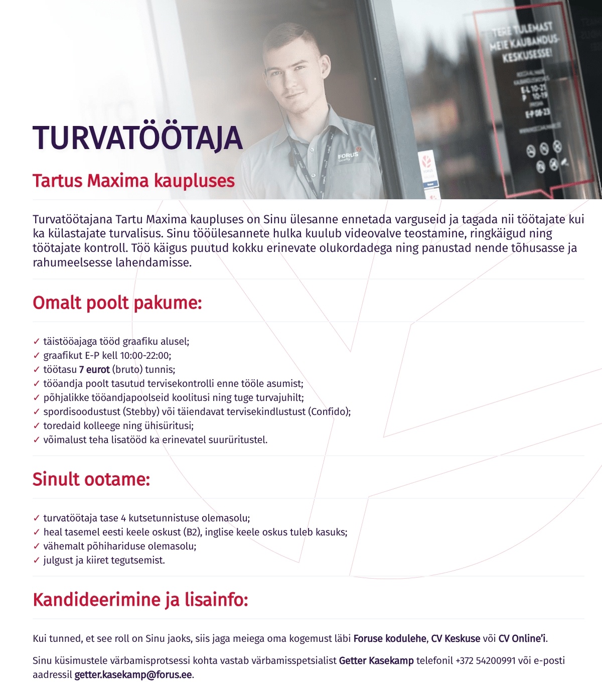 Forus Security AS Turvatöötaja Tartu Maximas
