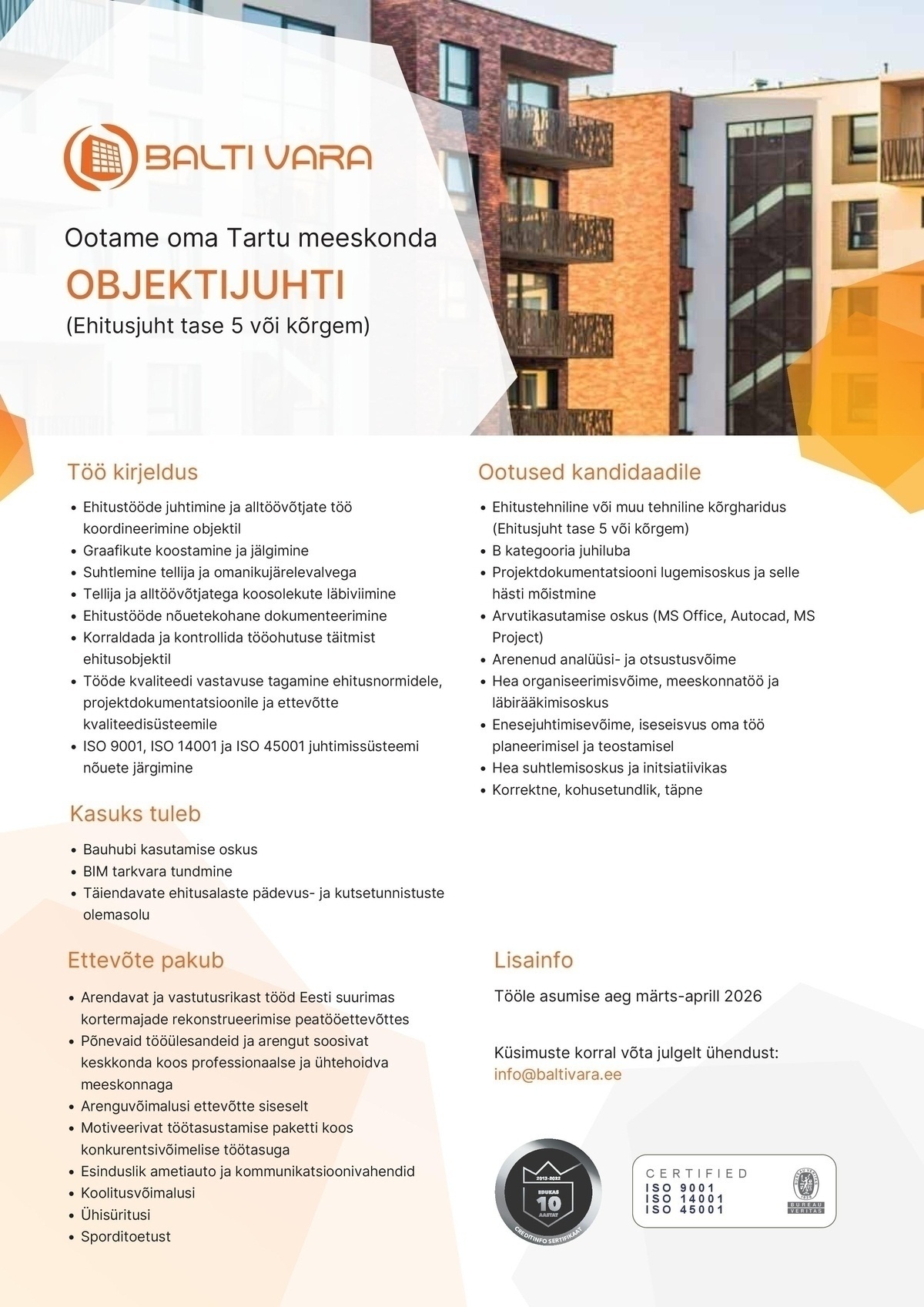 BALTI VARA EHITUS OÜ Objektijuht