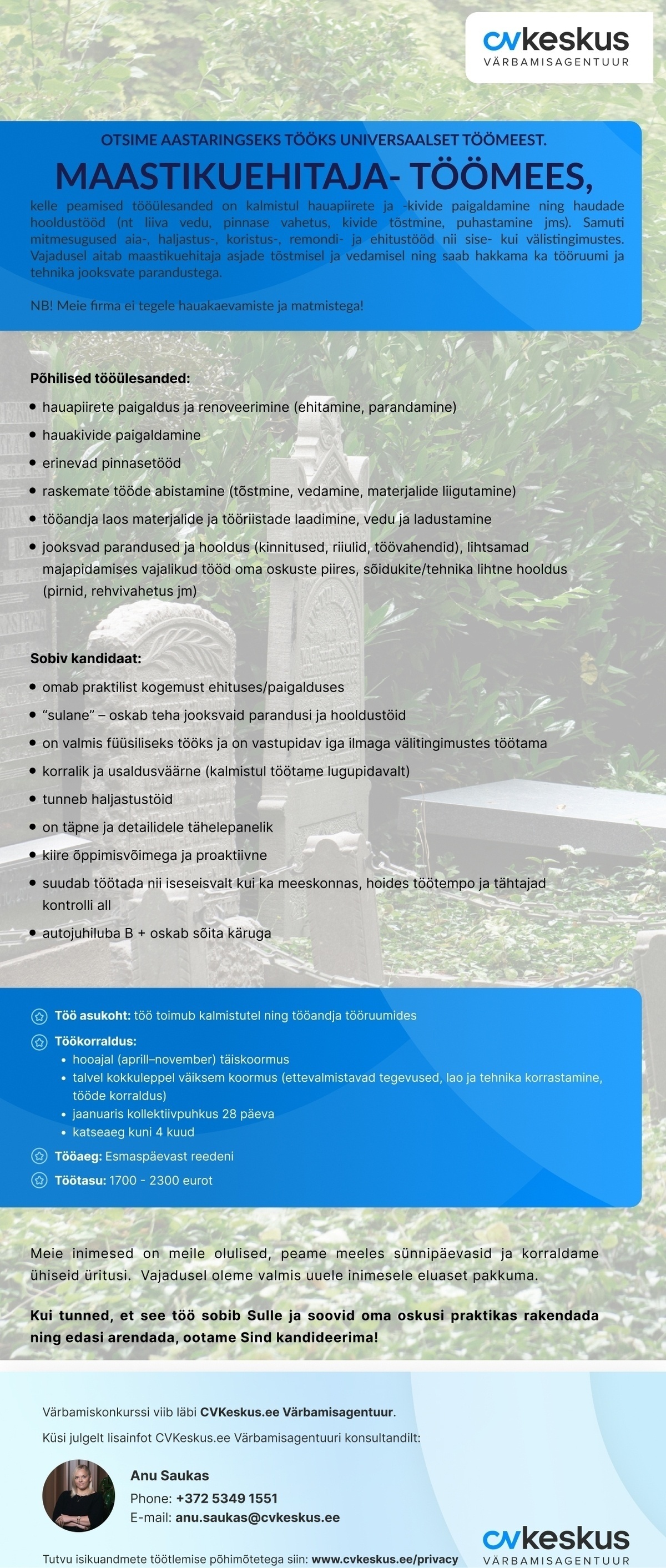 CVKeskus.ee Värbamisagentuur MAASTIKUEHITAJA-TÖÖMEES