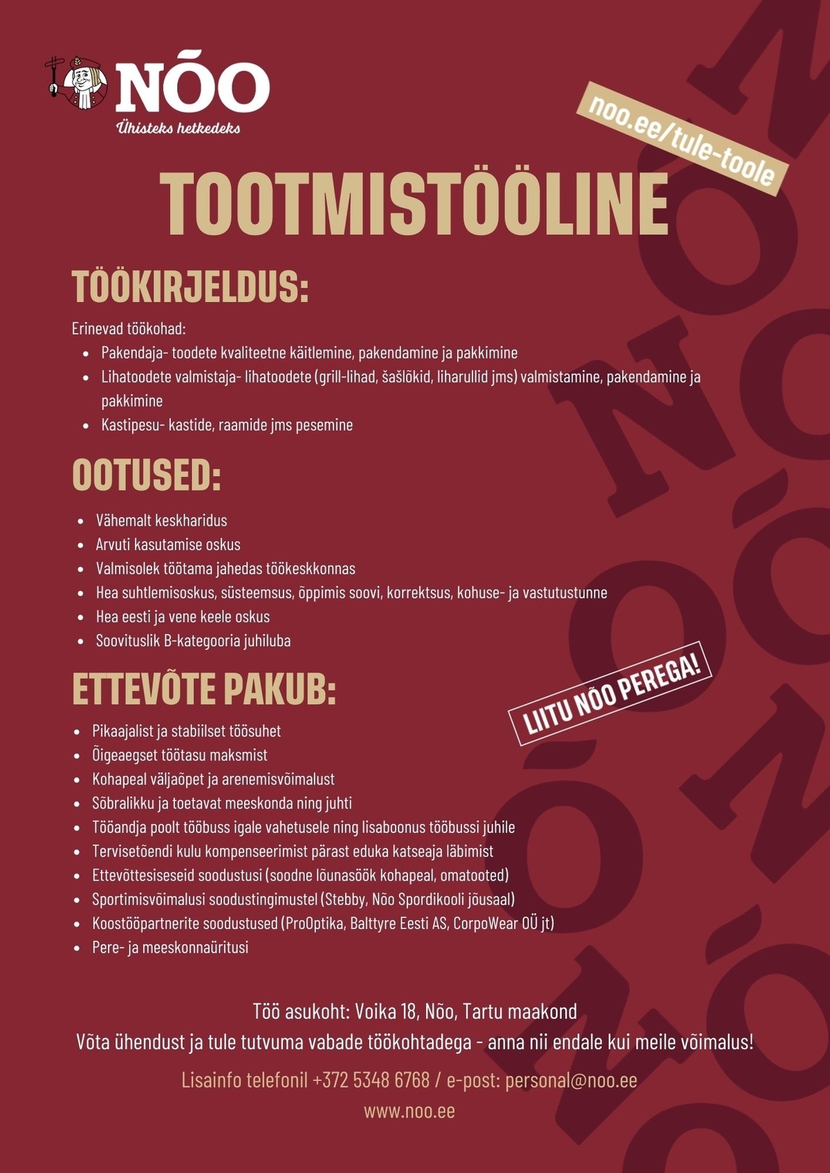 Nõo Lihatööstus OÜ Tootmistööline