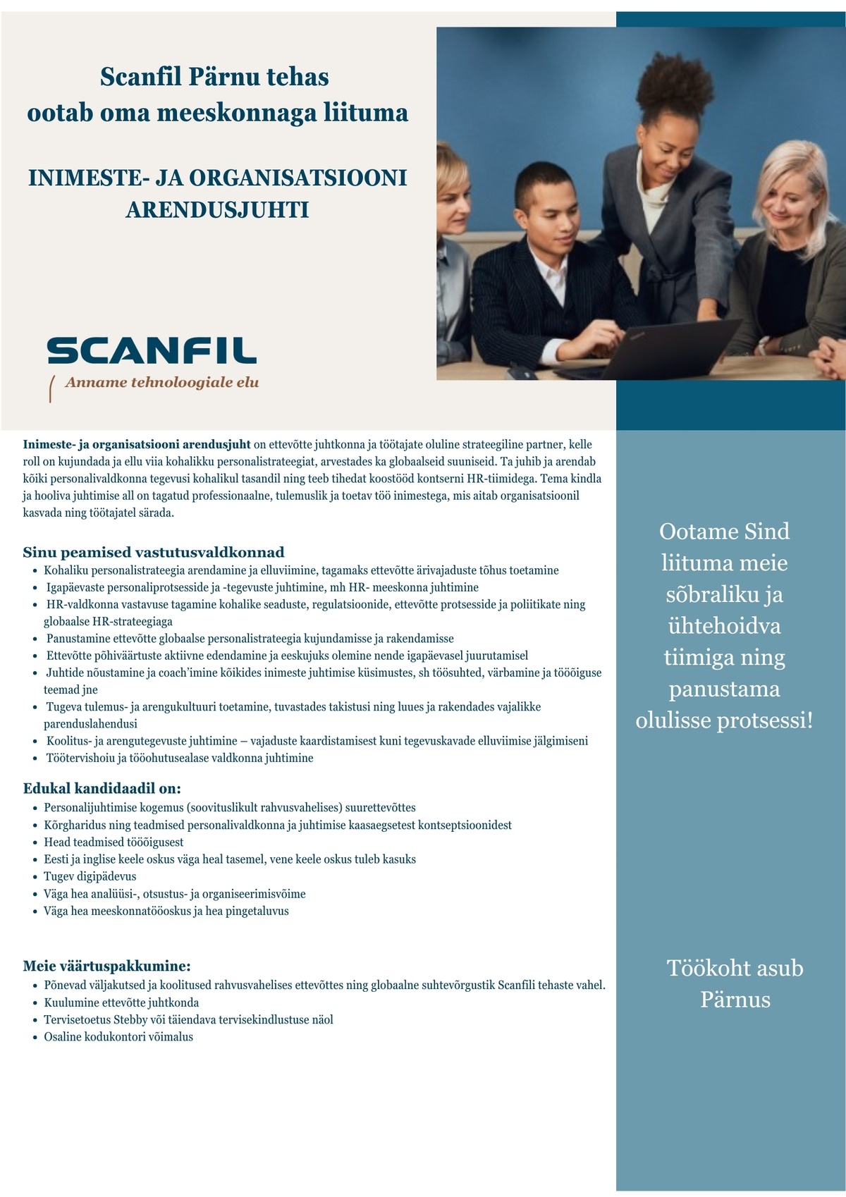 Scanfil OÜ Inimeste- ja organisatsiooni arendusjuht