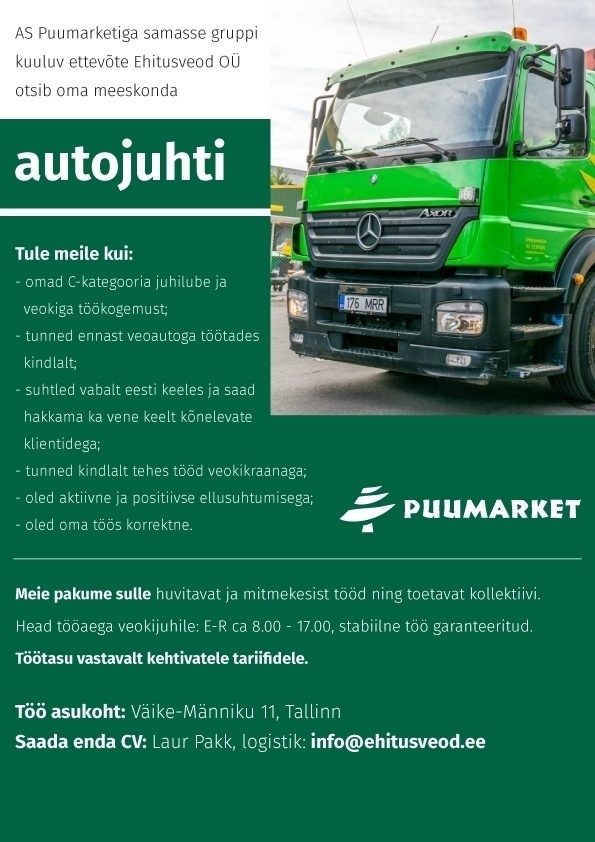 Puumarket AS Autojuht