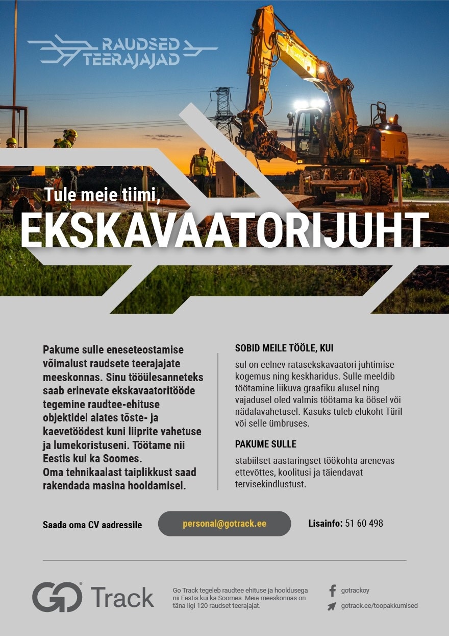 GoTrack OÜ Ekskavaatorijuht