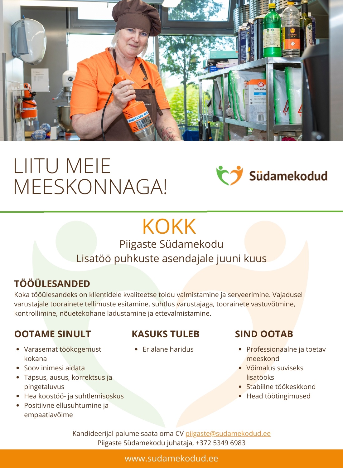 Südamekodud AS Kokk Piigaste Südamekodusse - asendaja