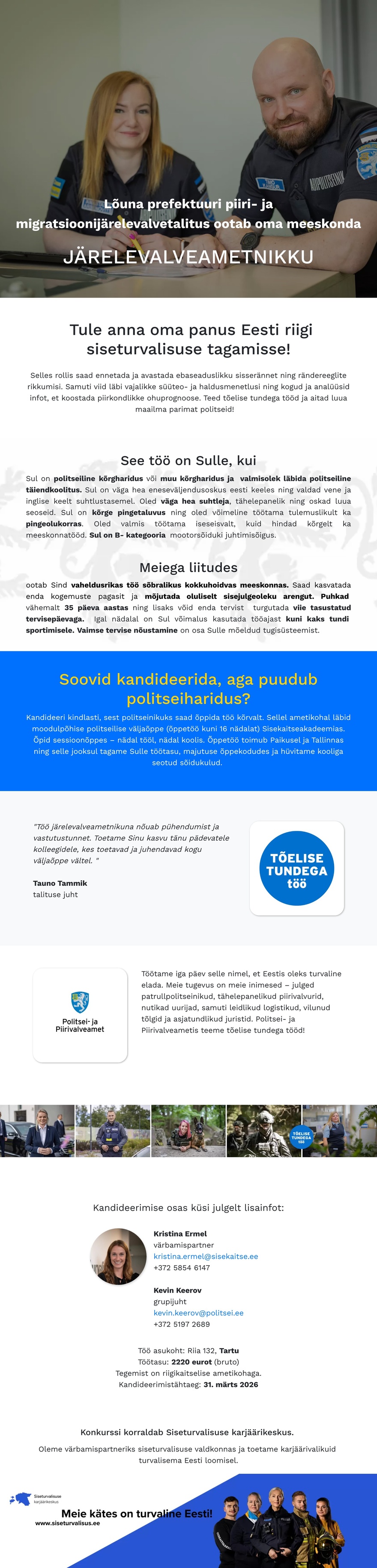 Siseturvalisuse karjäärikeskus Järelevalveametnik