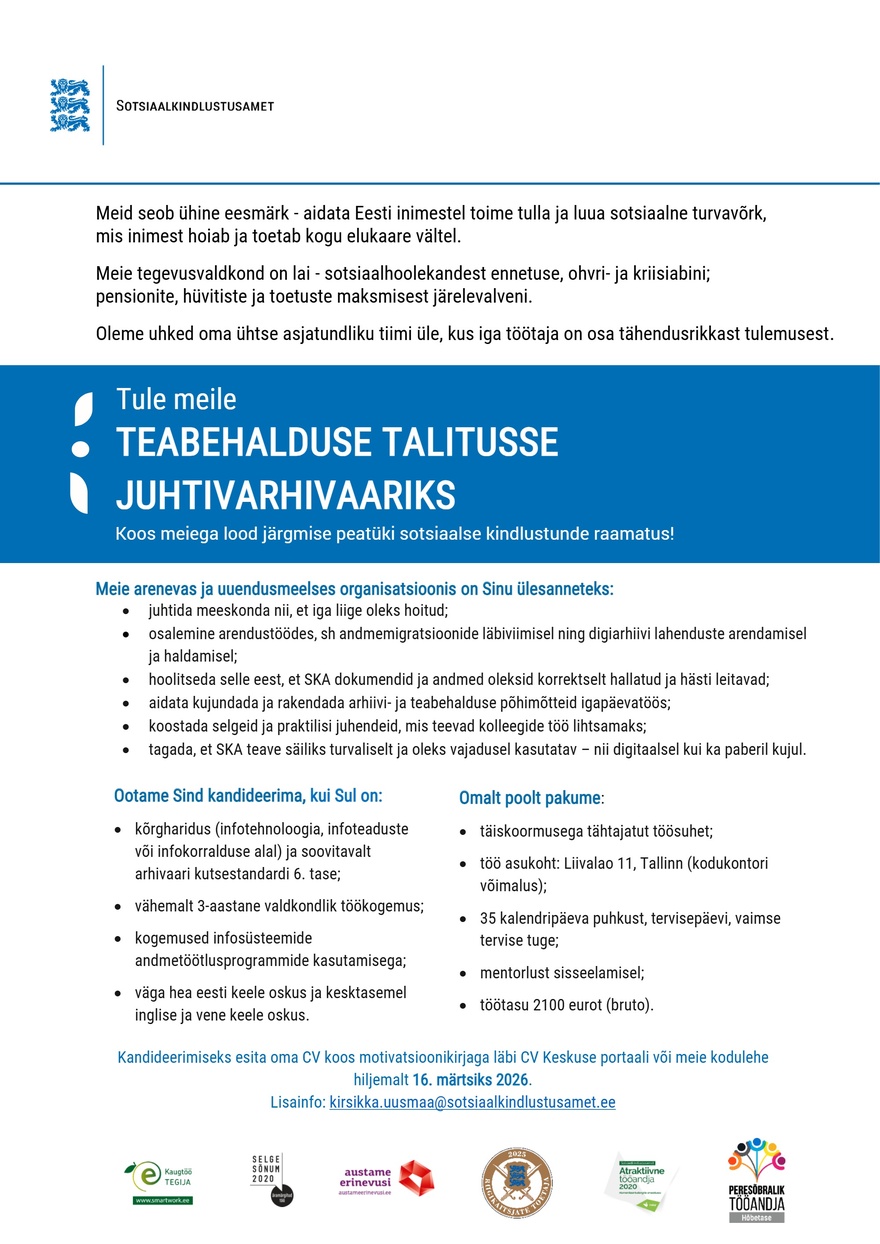 Sotsiaalkindlustusamet Juhtivarhivaar