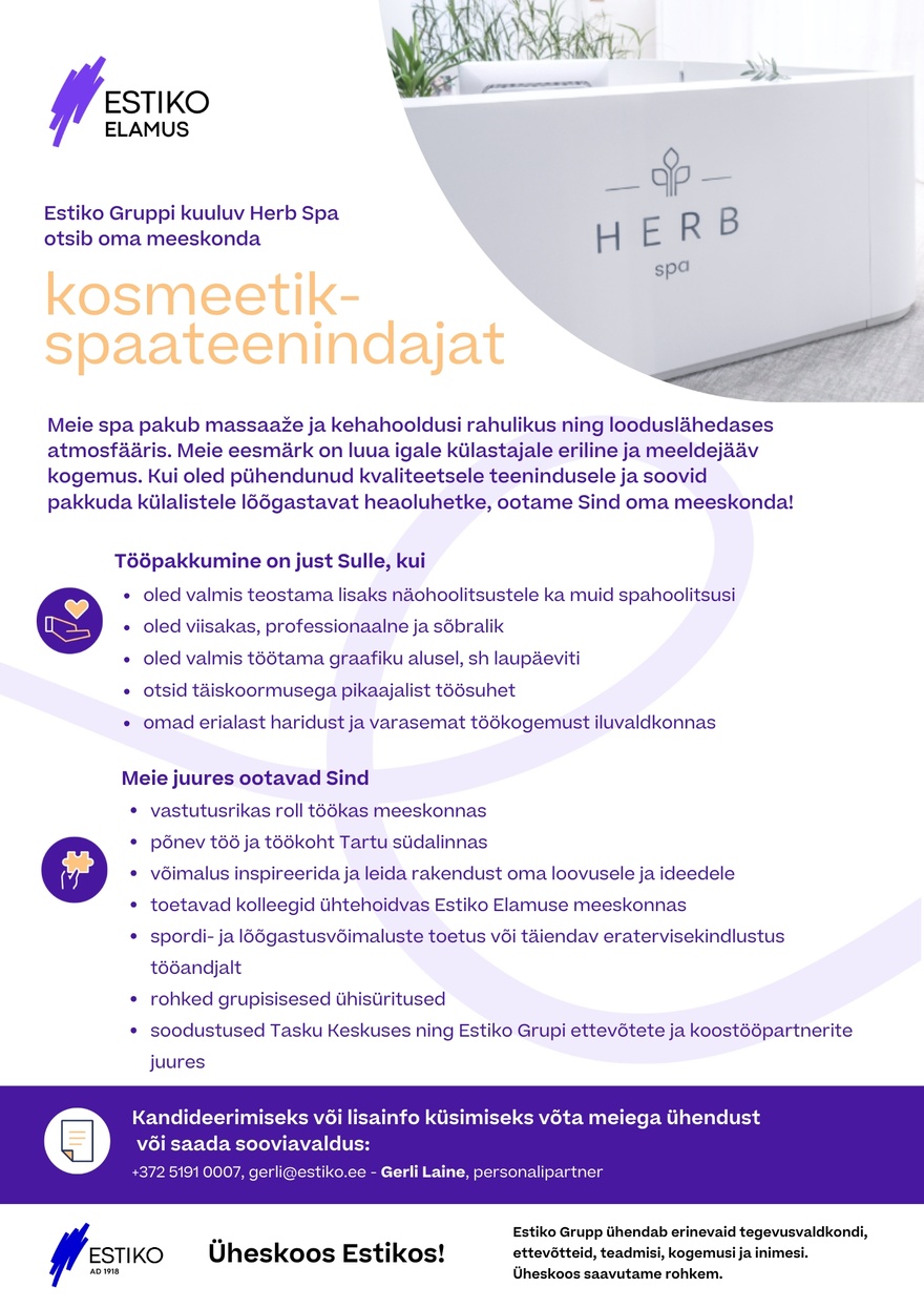 Dorpat OÜ Herb spa kosmeetik-spateenindaja