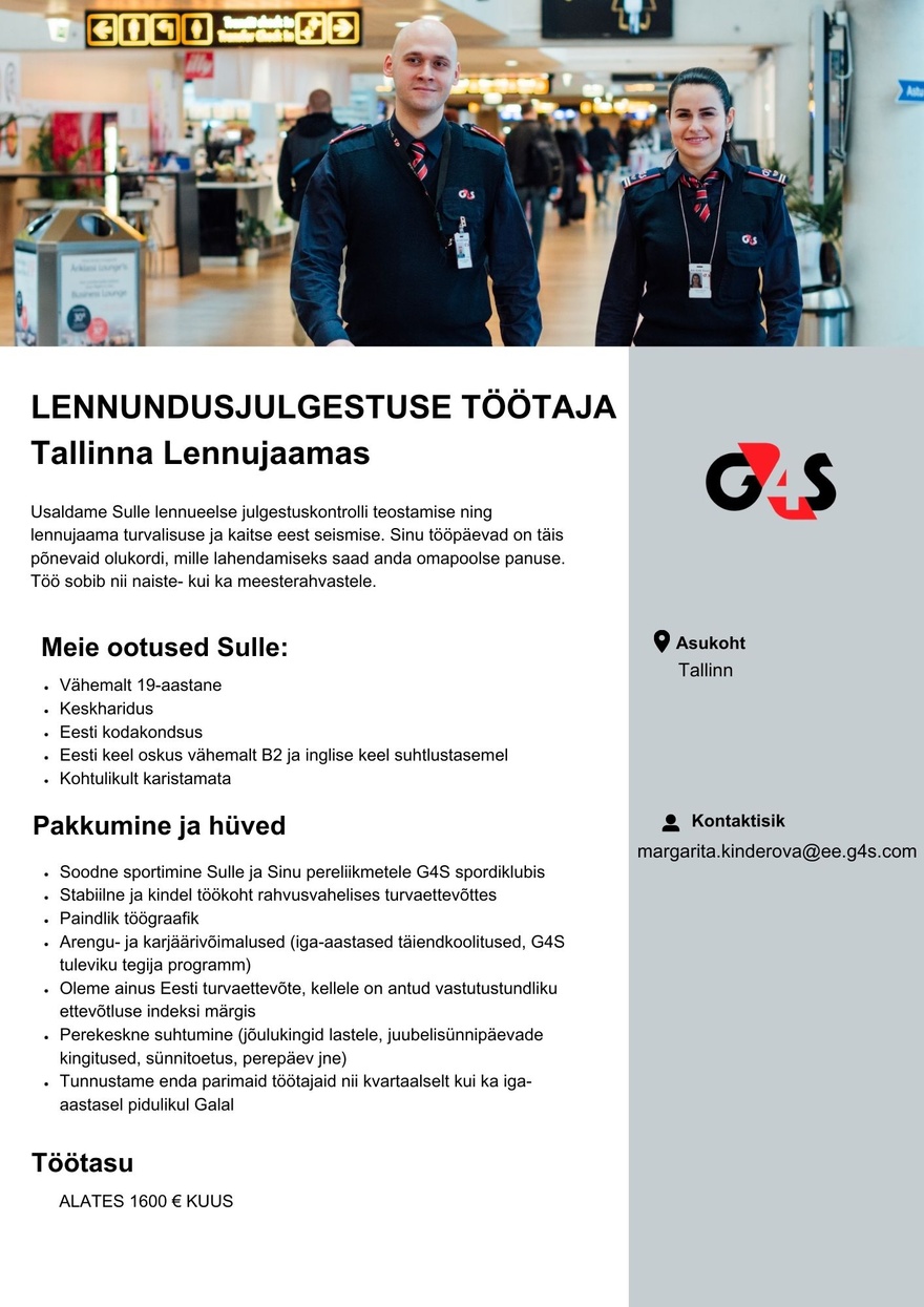 AS G4S Eesti Lennundusjulgestuse töötaja Tallinna Lennujaamas