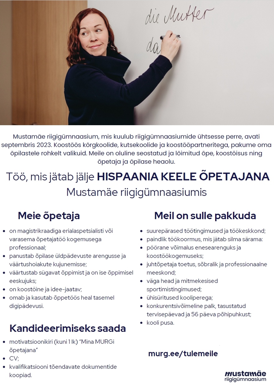 Tallinna Mustamäe Riigigümnaasium Hea hispaania keele õpetaja!