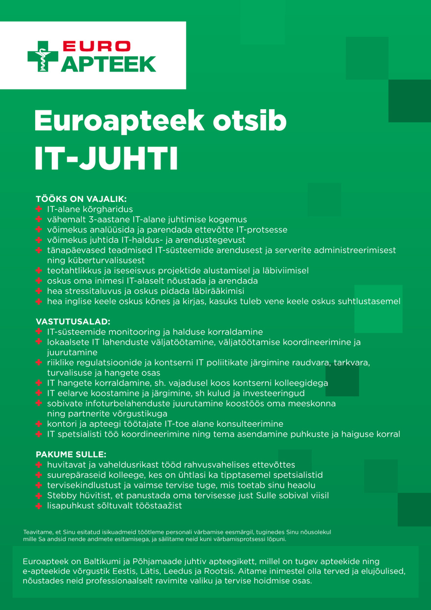 Euroapteek OÜ IT-juht