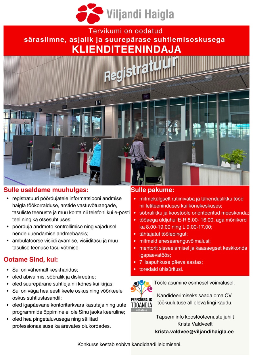 SA Viljandi Haigla Klienditeenindaja