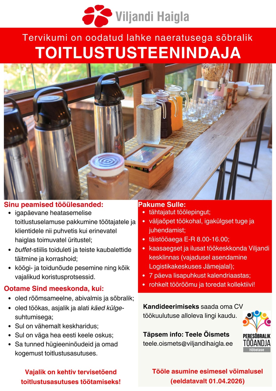 SA Viljandi Haigla Toitlustusteenindaja