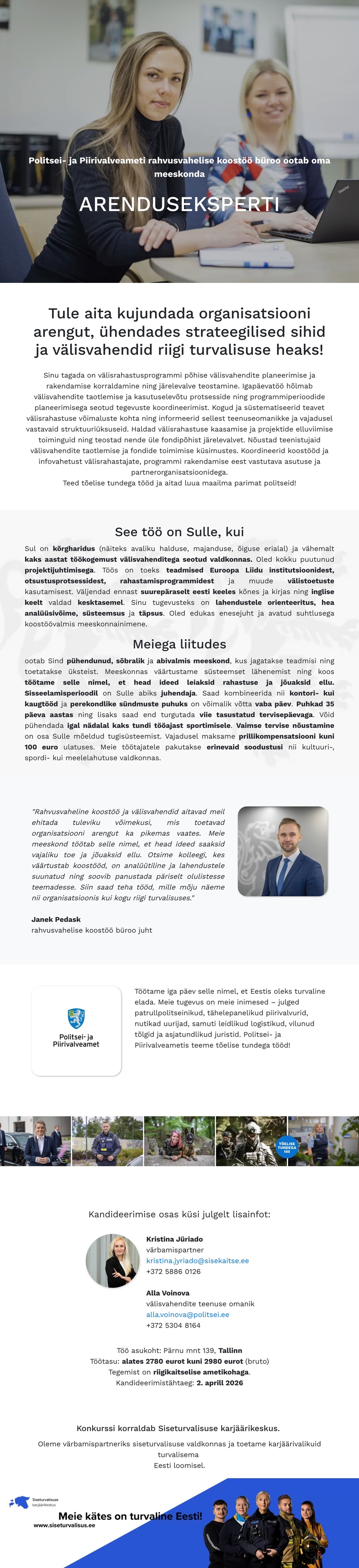 Siseturvalisuse karjäärikeskus Arendusekspert