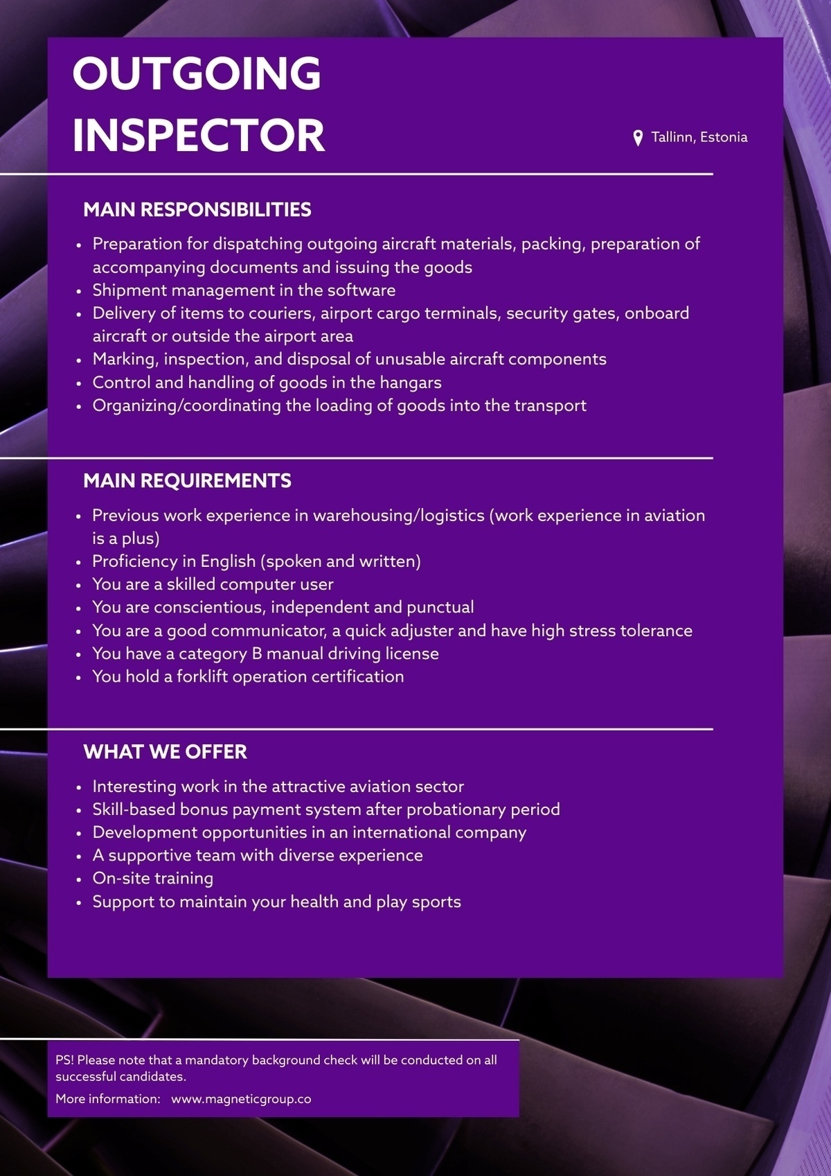 Magnetic MRO AS Outgoing Inspector