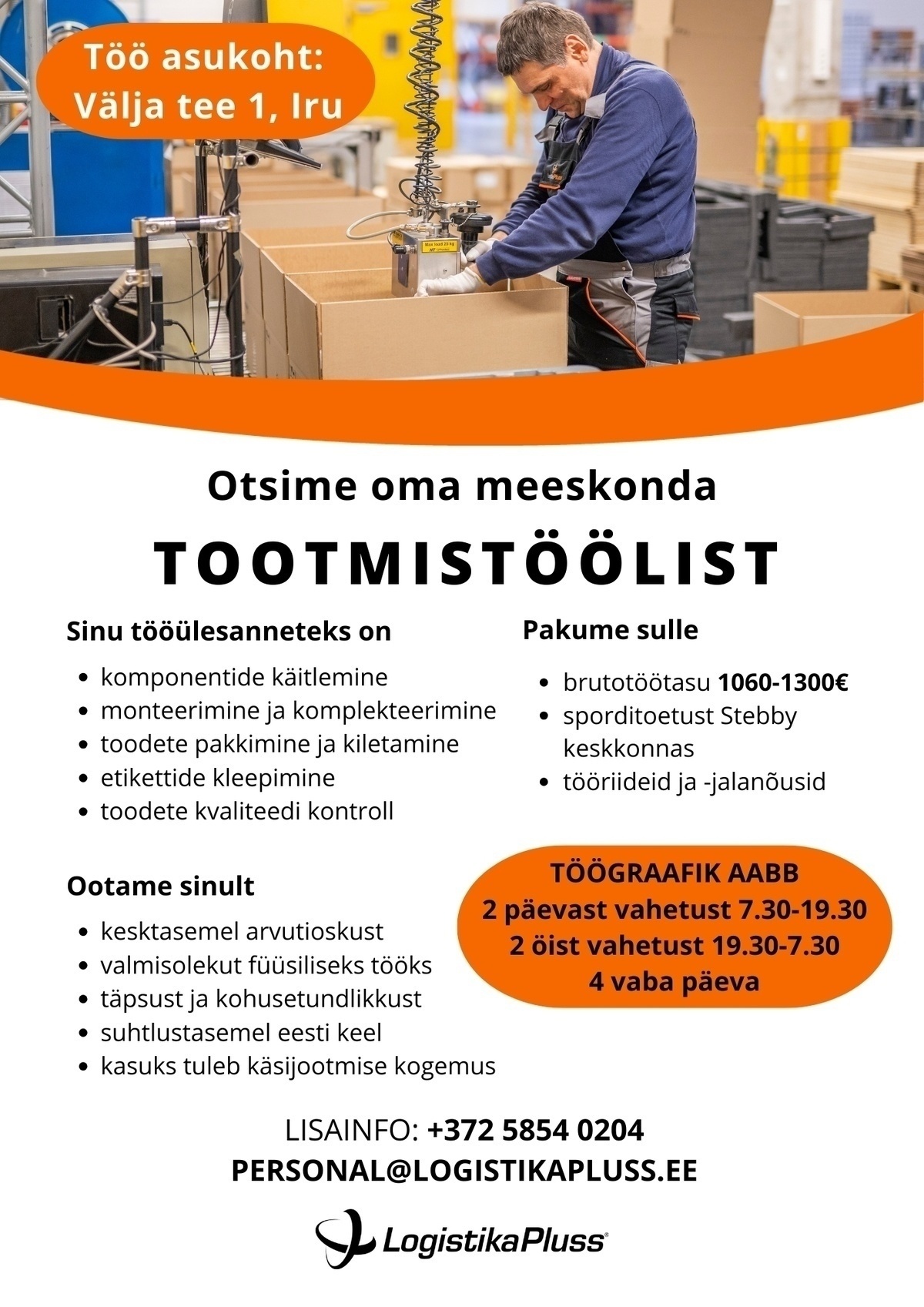 LOGISTIKA PLUSS OÜ Tootmistööline