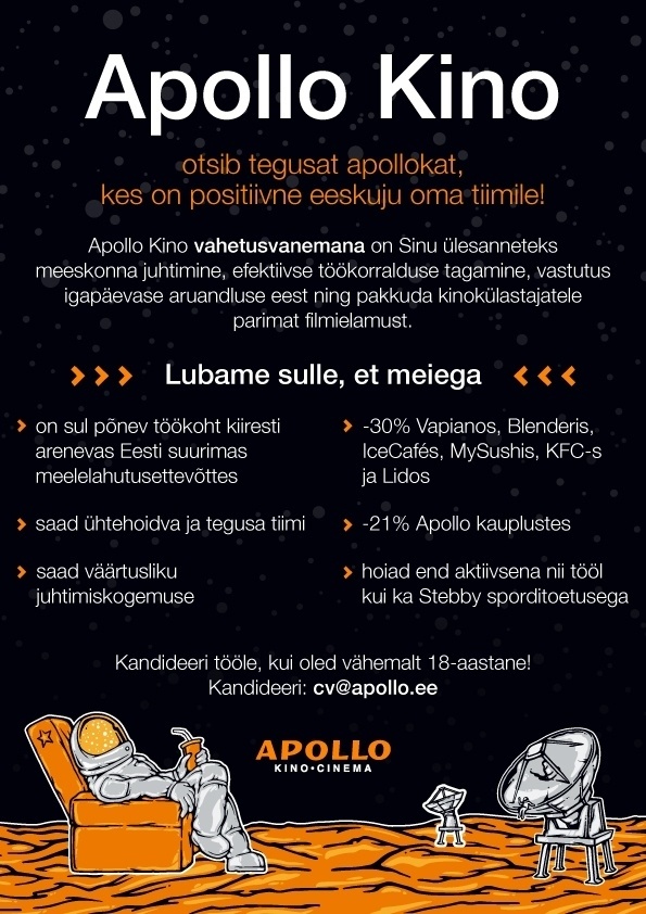 Apollo Kino OÜ UUS Keila Apollo Kino otsib oma tiimi vahetusevanemat!