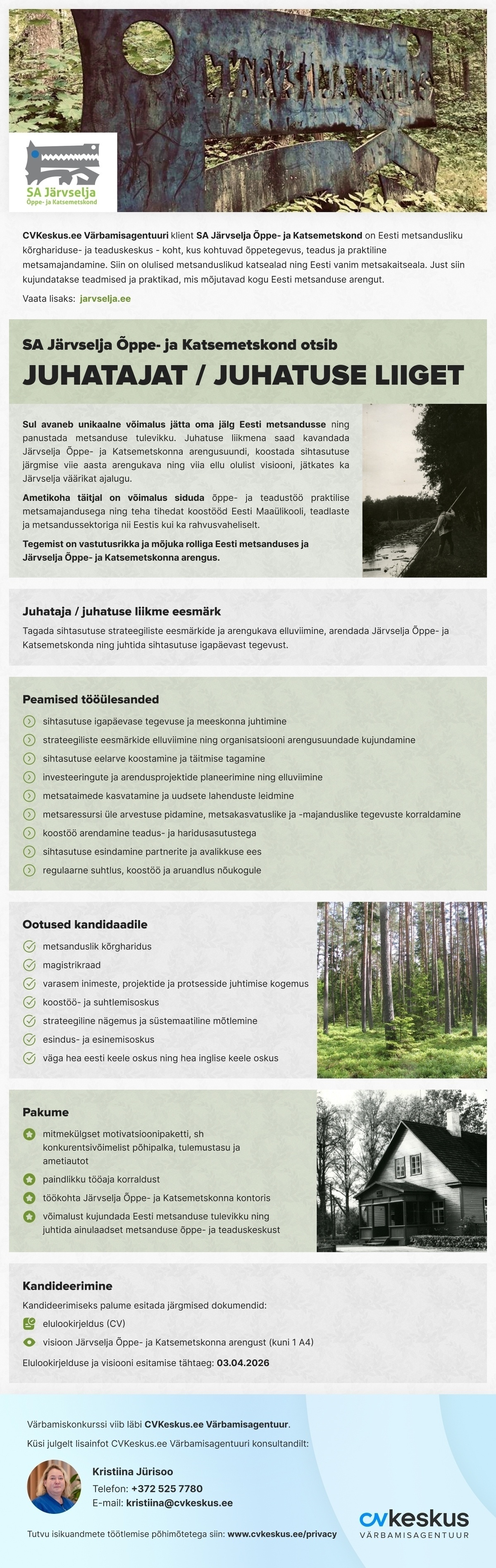 SA Järvselja Õppe- ja Katsemetskond JUHATAJA / JUHATUSE LIIGE