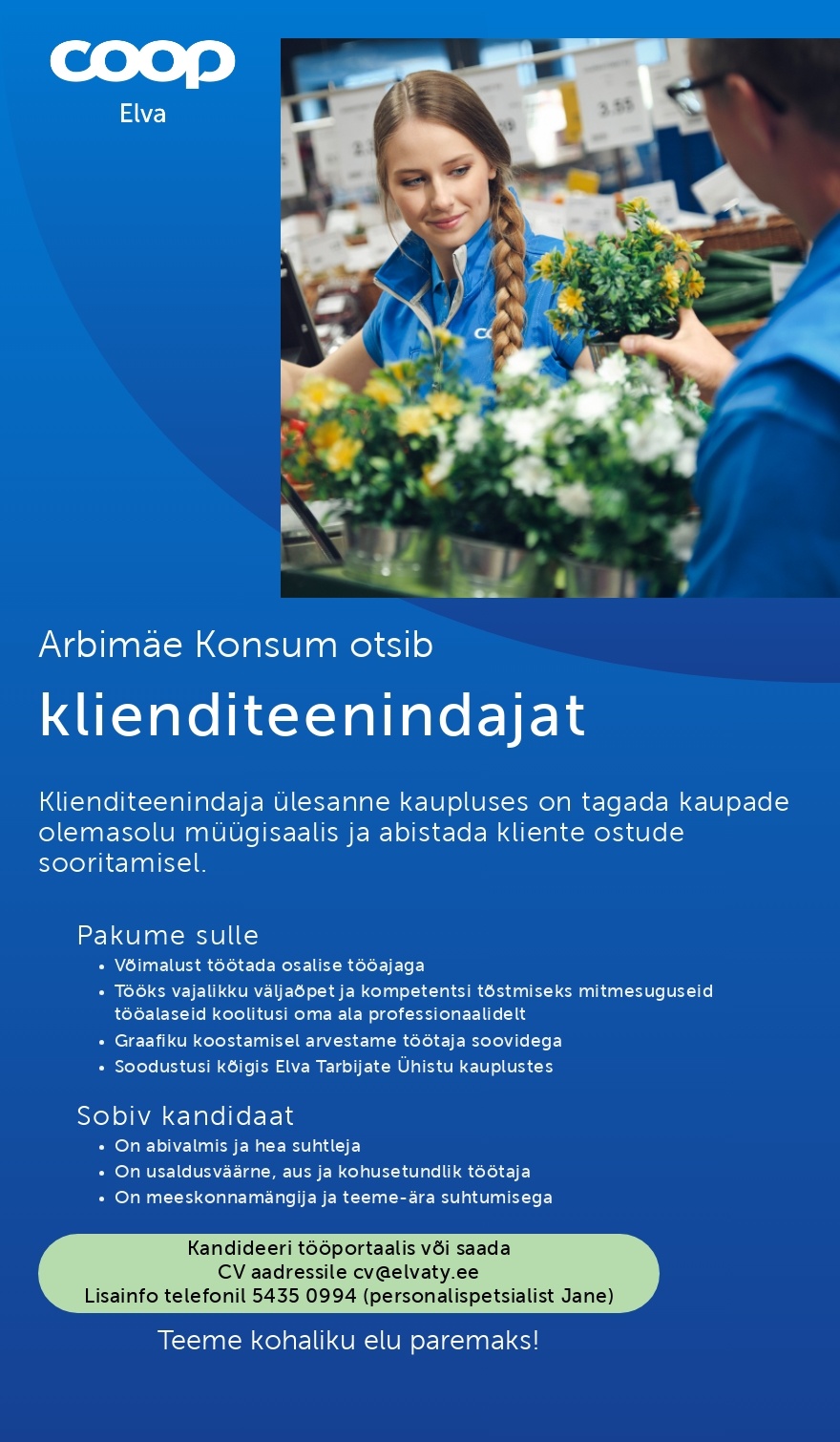 Elva Tarbijate Ühistu Klienditeenindaja Arbimäe Konsumis