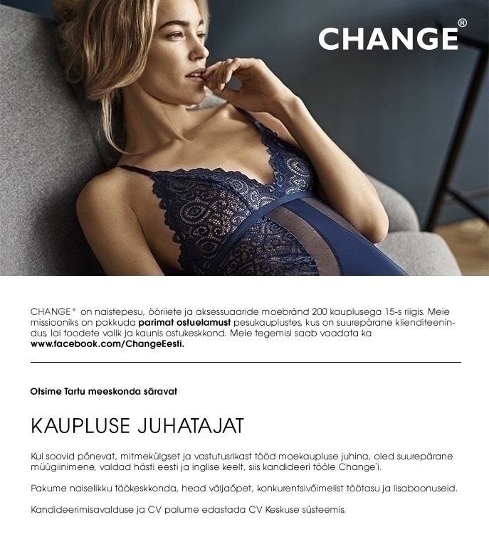 L'Dolcevita OÜ JUHATAJA Tartu naistepesu kaupluses CHANGE LINGERIE