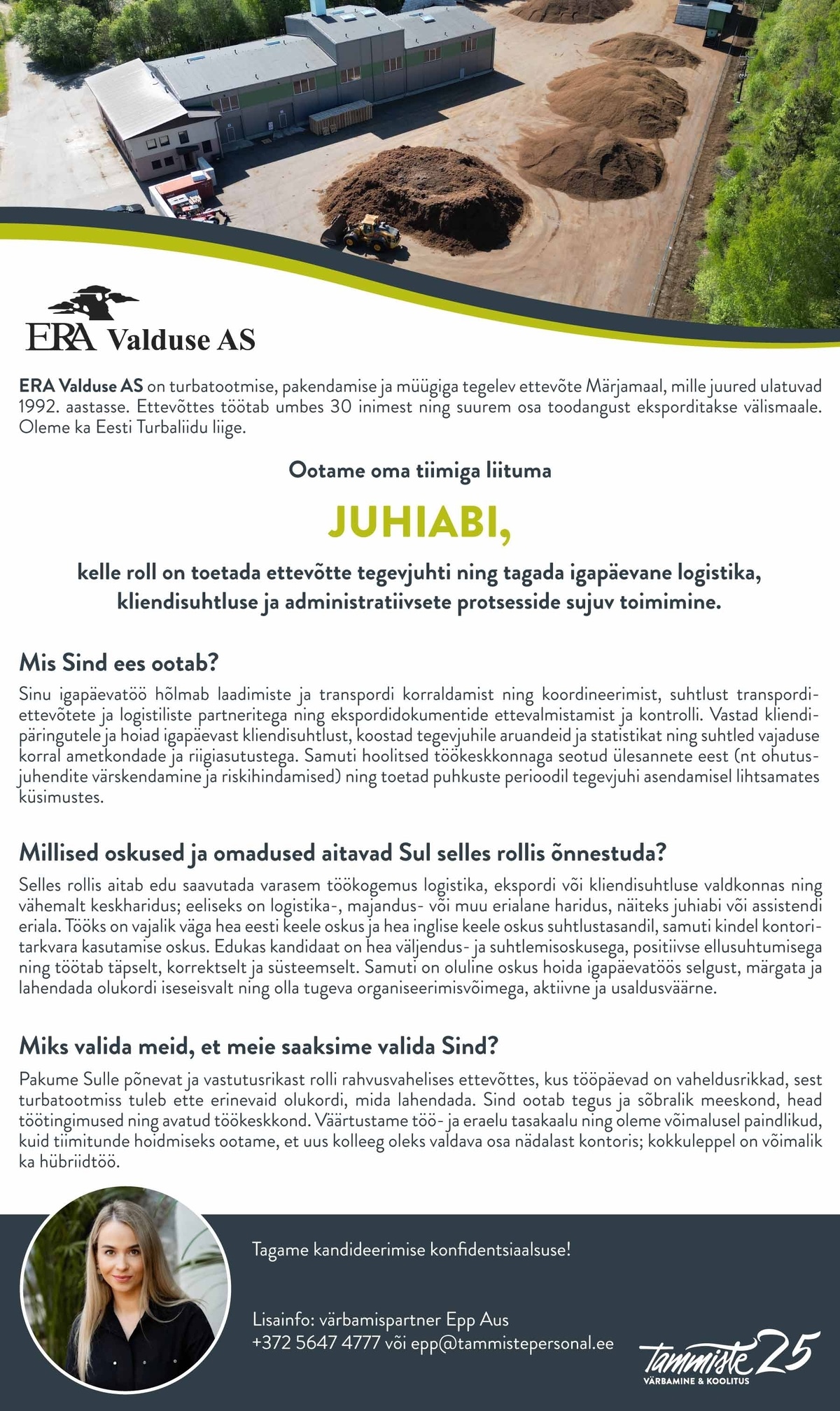 Tammiste Personalibüroo OÜ Juhiabi (ERA Valduse AS)