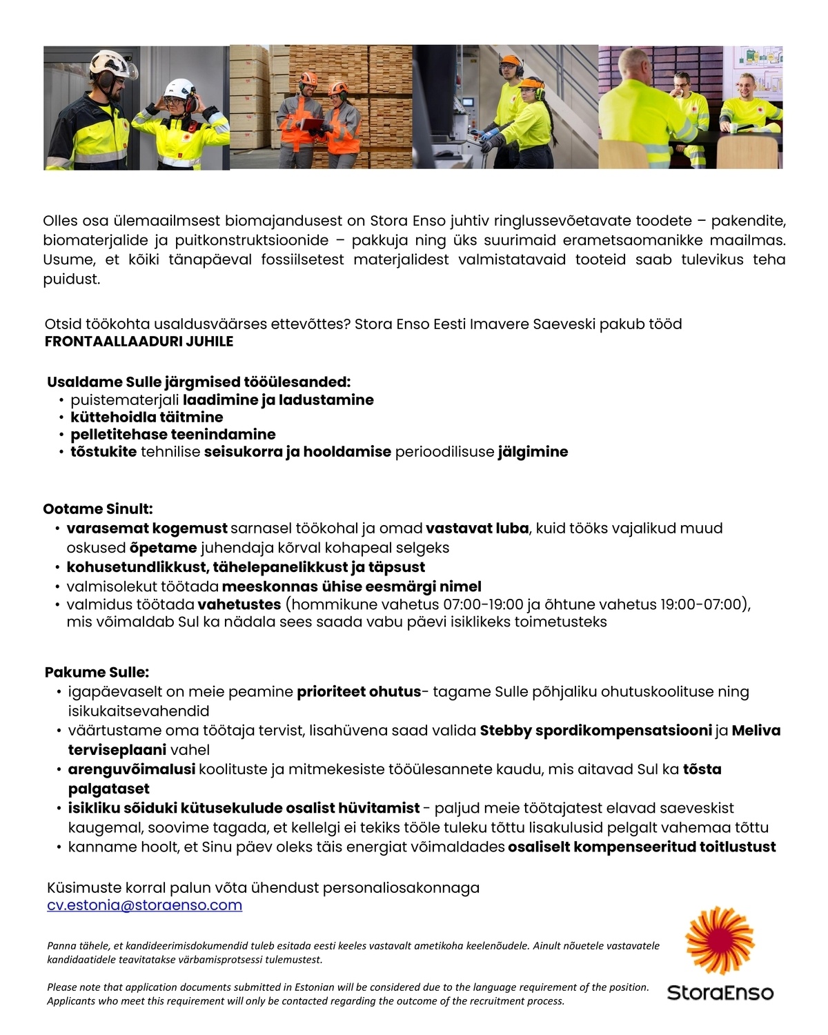 Stora Enso Eesti AS Frontaallaaduri juht