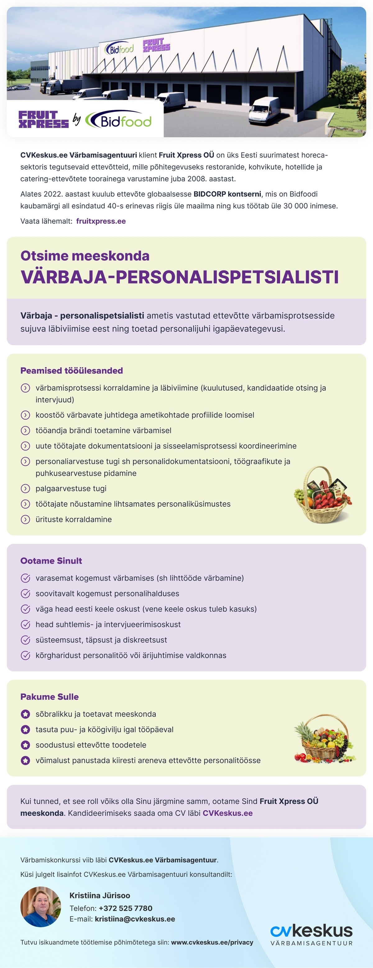 Fruit Xpress OÜ VÄRBAJA-PERSONALISPETSIALIST