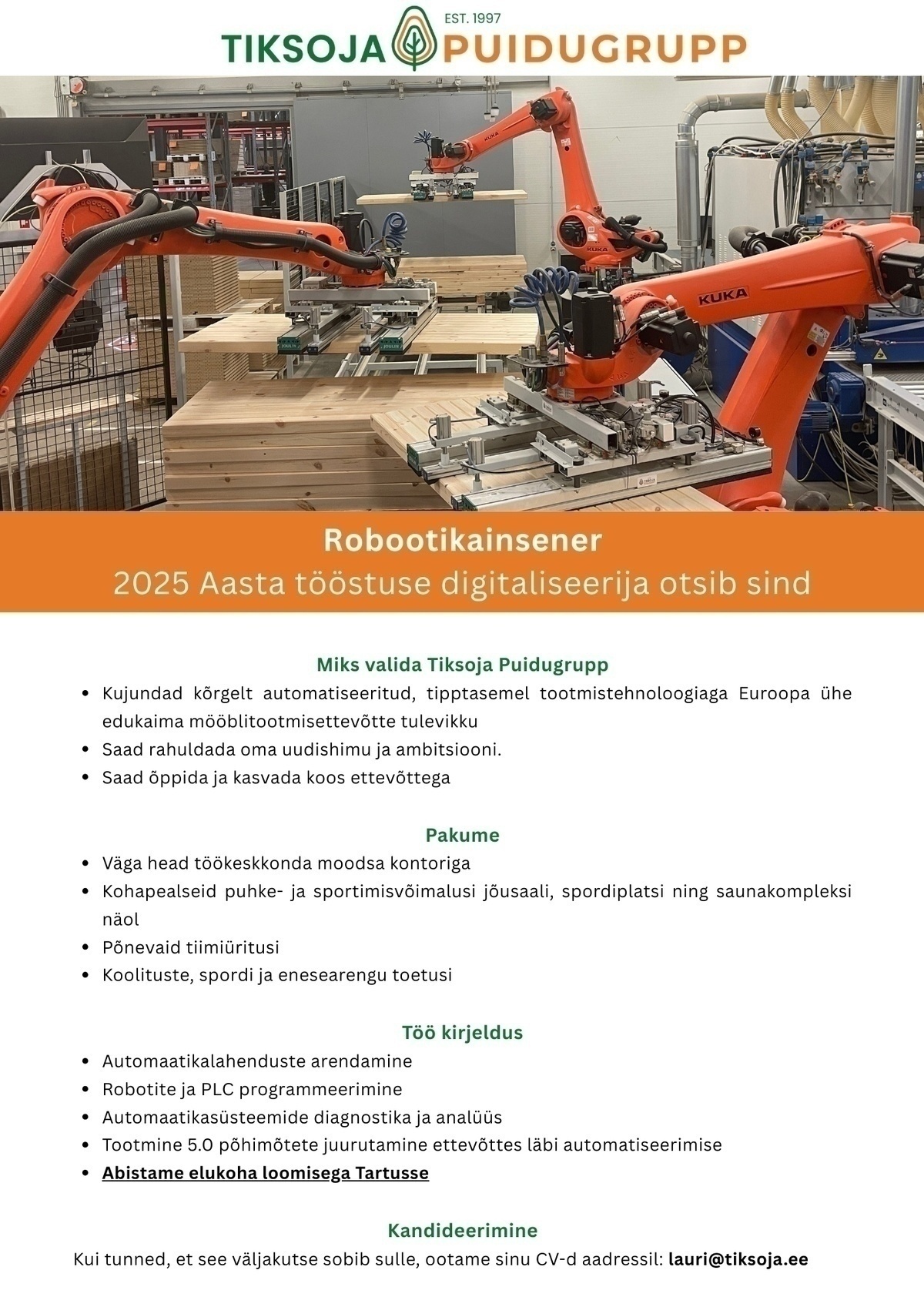 Tiksoja Puidugrupp AS Robootikainsener