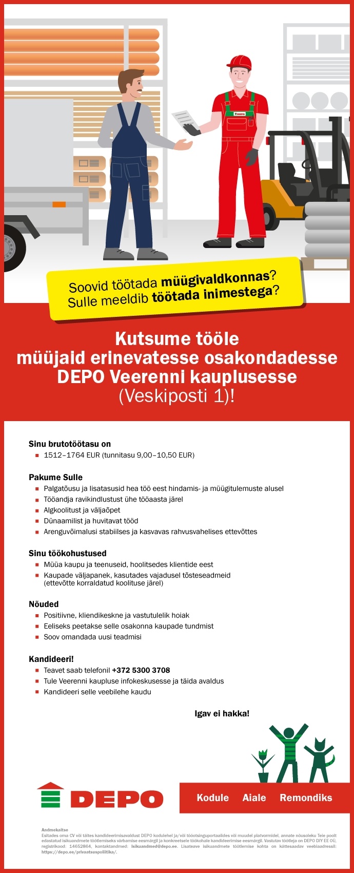 DEPO DIY EE OÜ Müüja, Veerenni (Veskiposti 1)