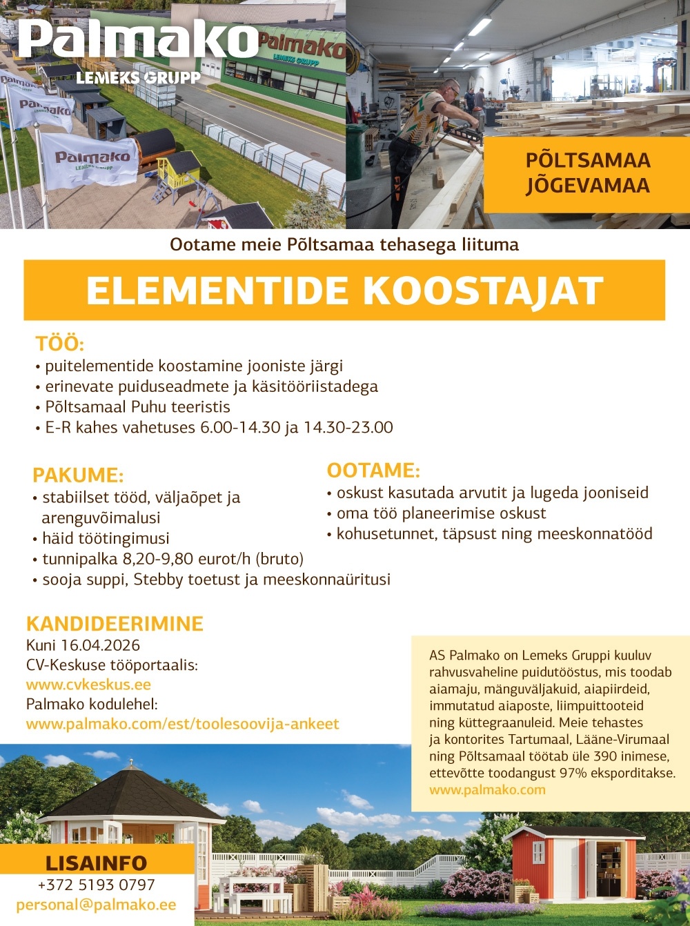 Palmako AS Elementide koostaja (Põltsamaa)