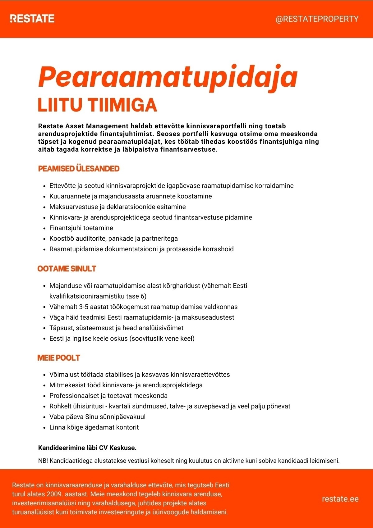 Restate Asset Management OÜ Pearaamatupidaja