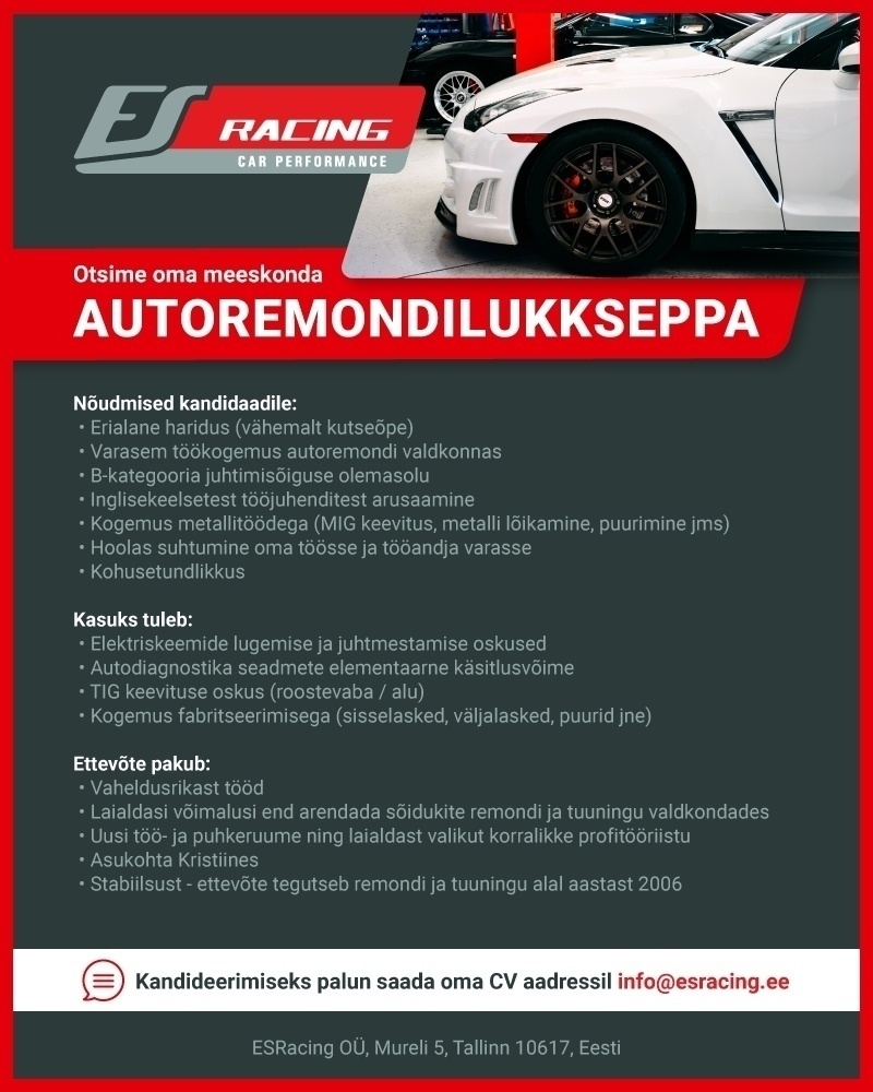Esracing OÜ Autoremondilukksepp