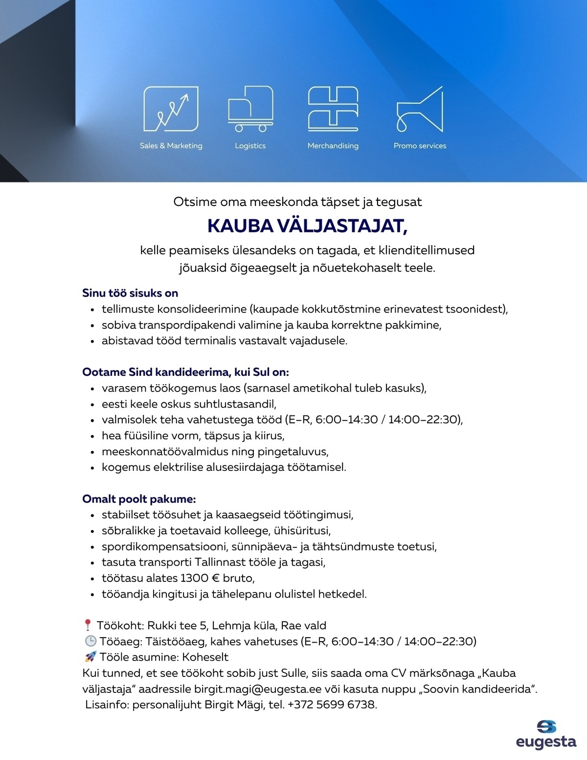 Eugesta Eesti OÜ Kauba väljastaja