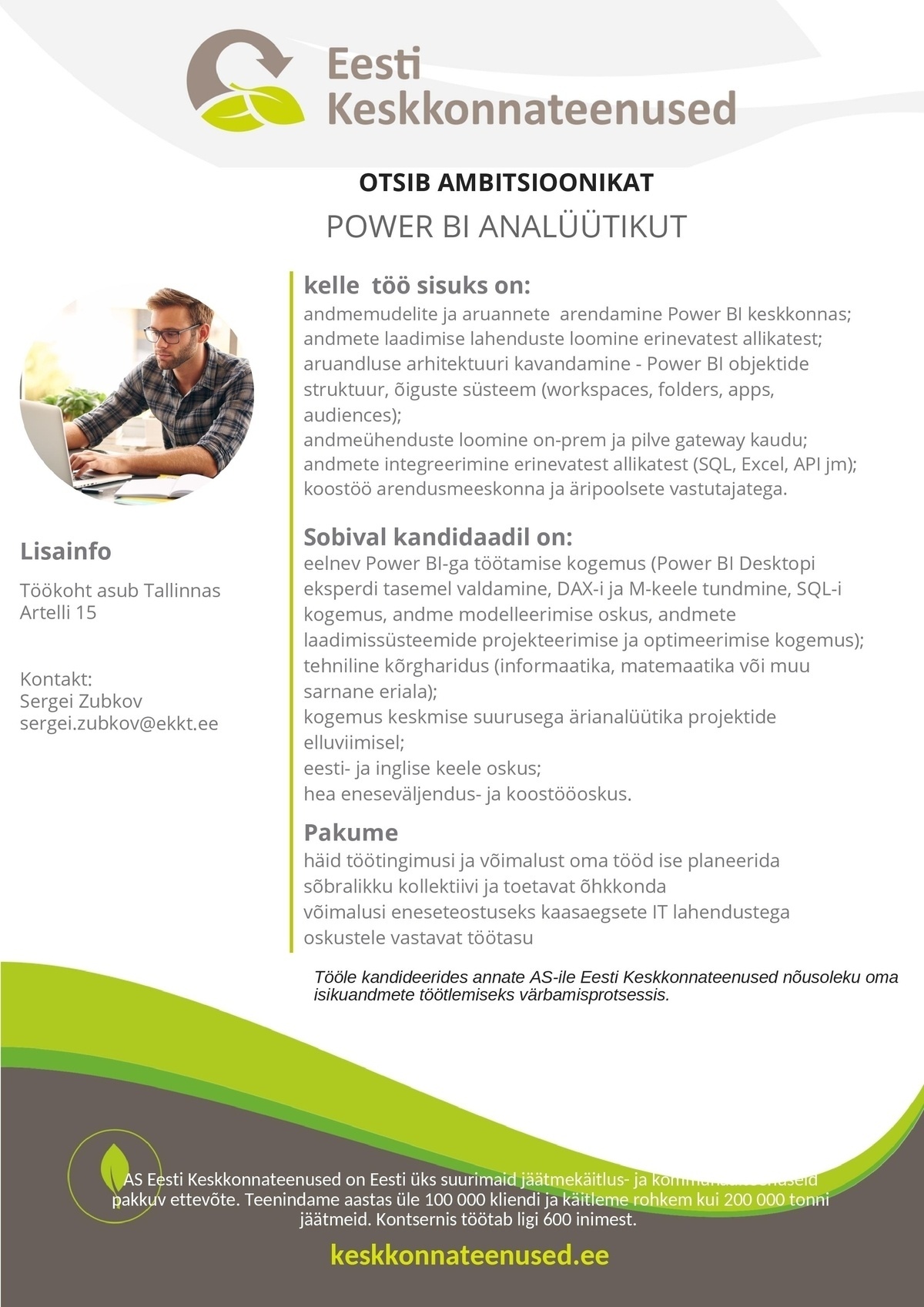 Eesti Keskkonnateenused AS Power BI analüütik