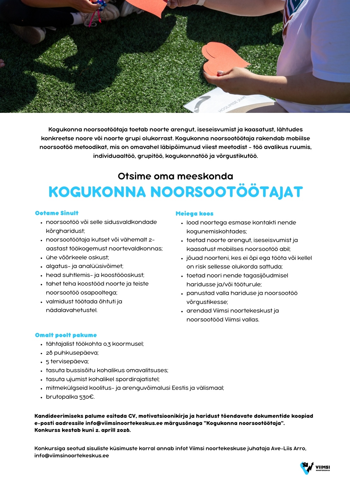 Viimsi noortekeskus Kogukonna noorsootöötaja