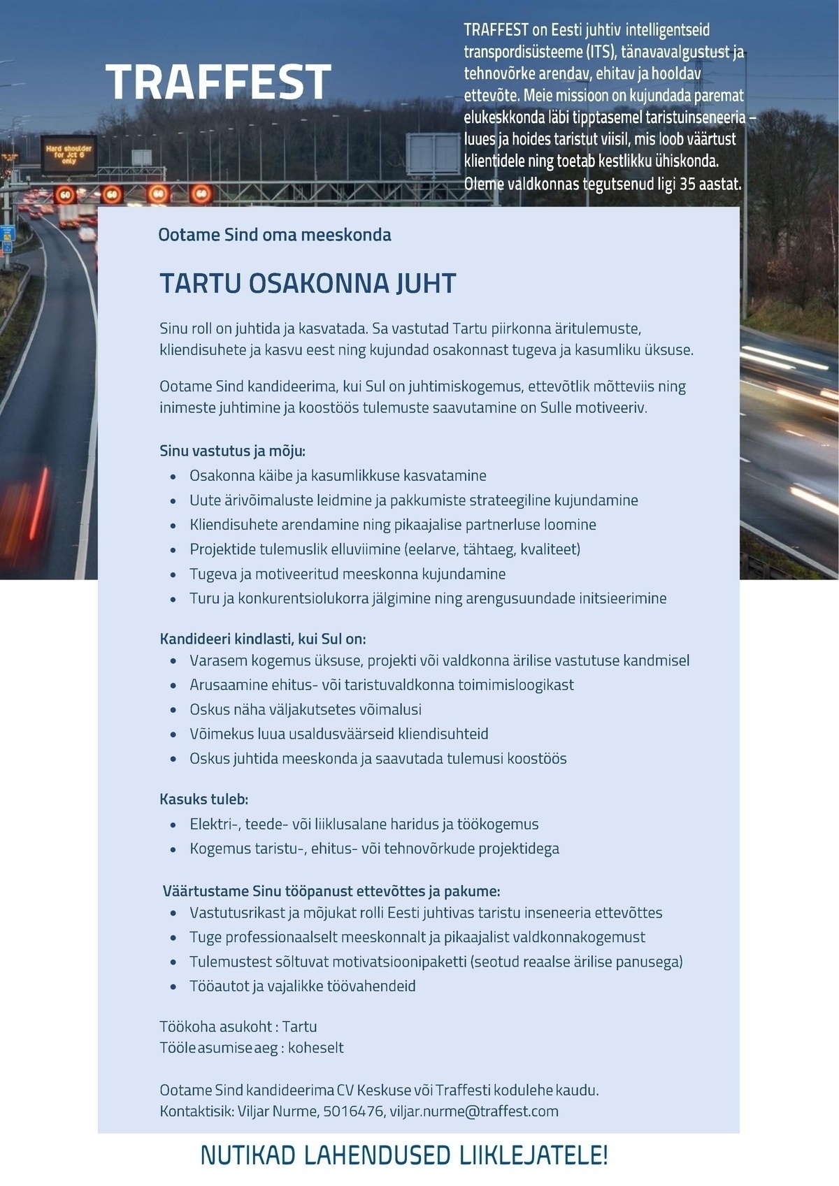 Traffest OÜ Piirkonna juht (Tartu)