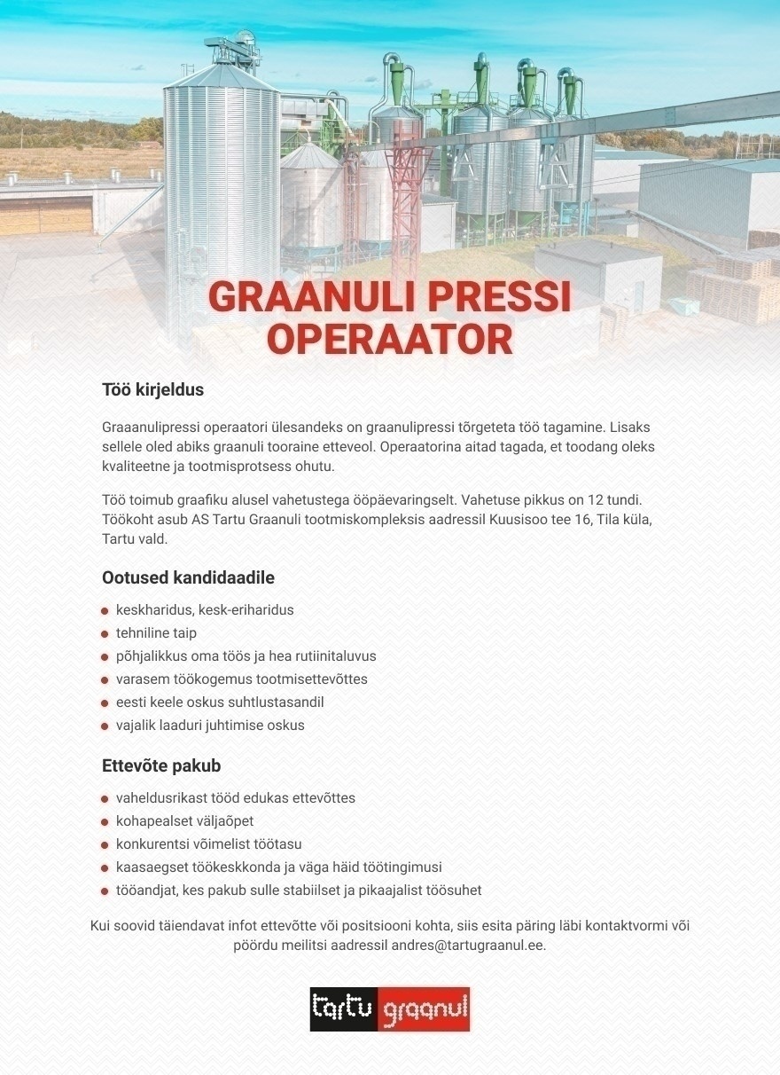 Tartu Graanul AS Graanuli pressi operaator
