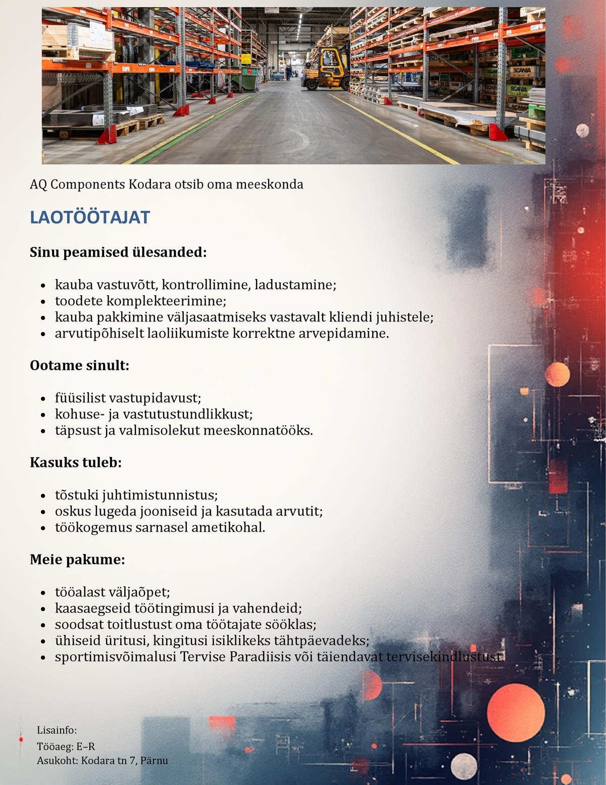 AQ Components Kodara OÜ Laotöötaja