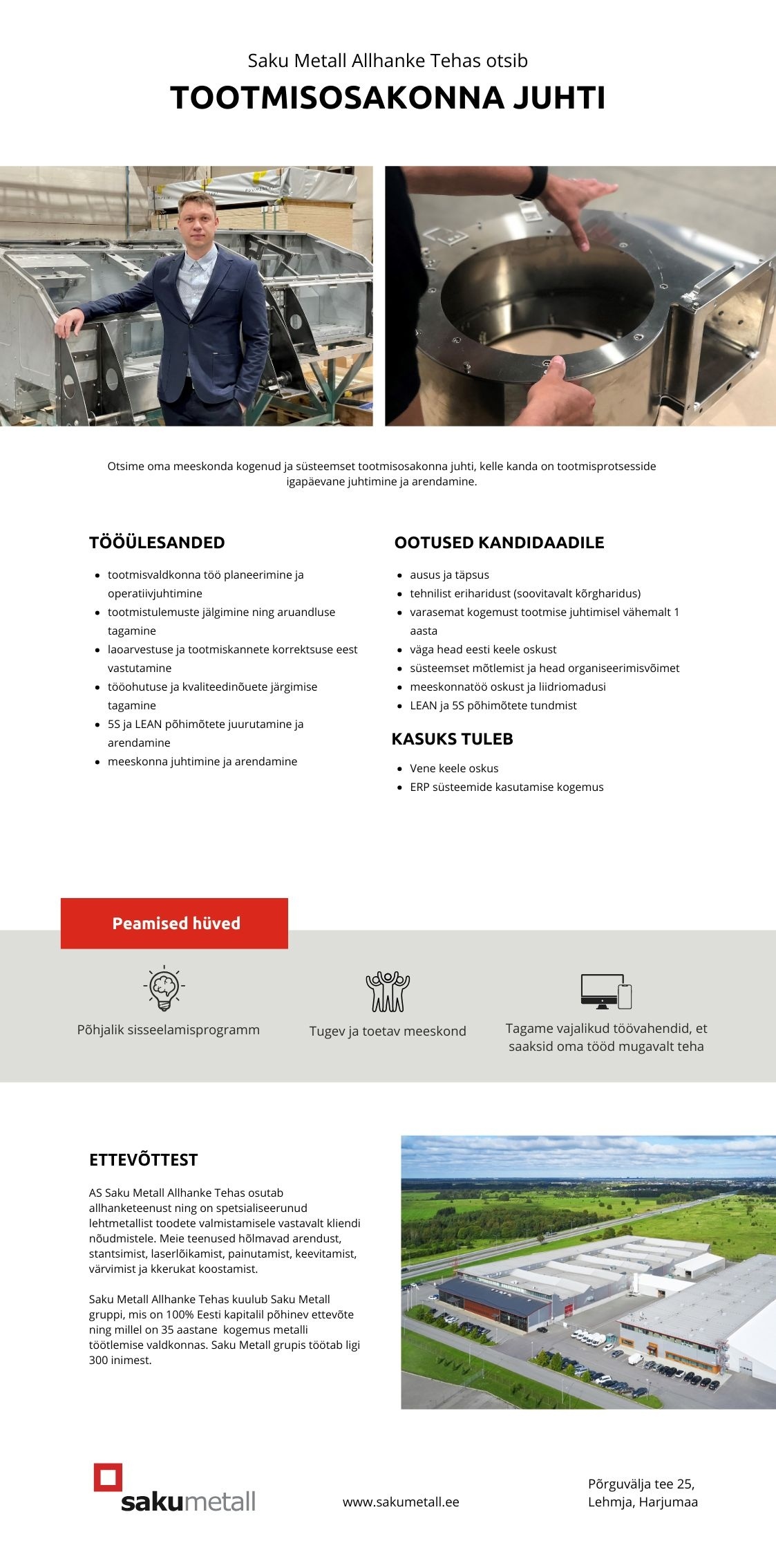 Saku Metall Allhanke Tehas AS Tootmisosakonna juht