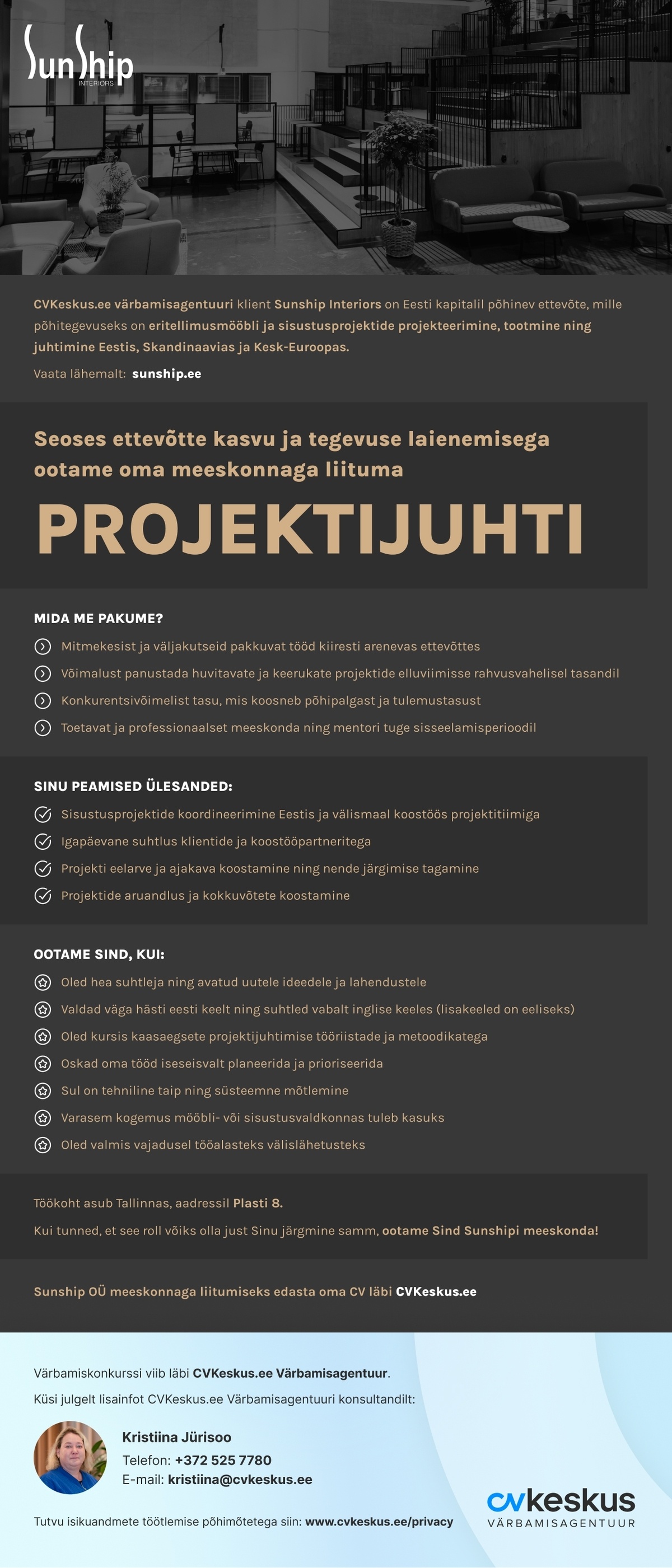 Sunship OÜ PROJEKTIJUHTI (eritellimusmööbel)