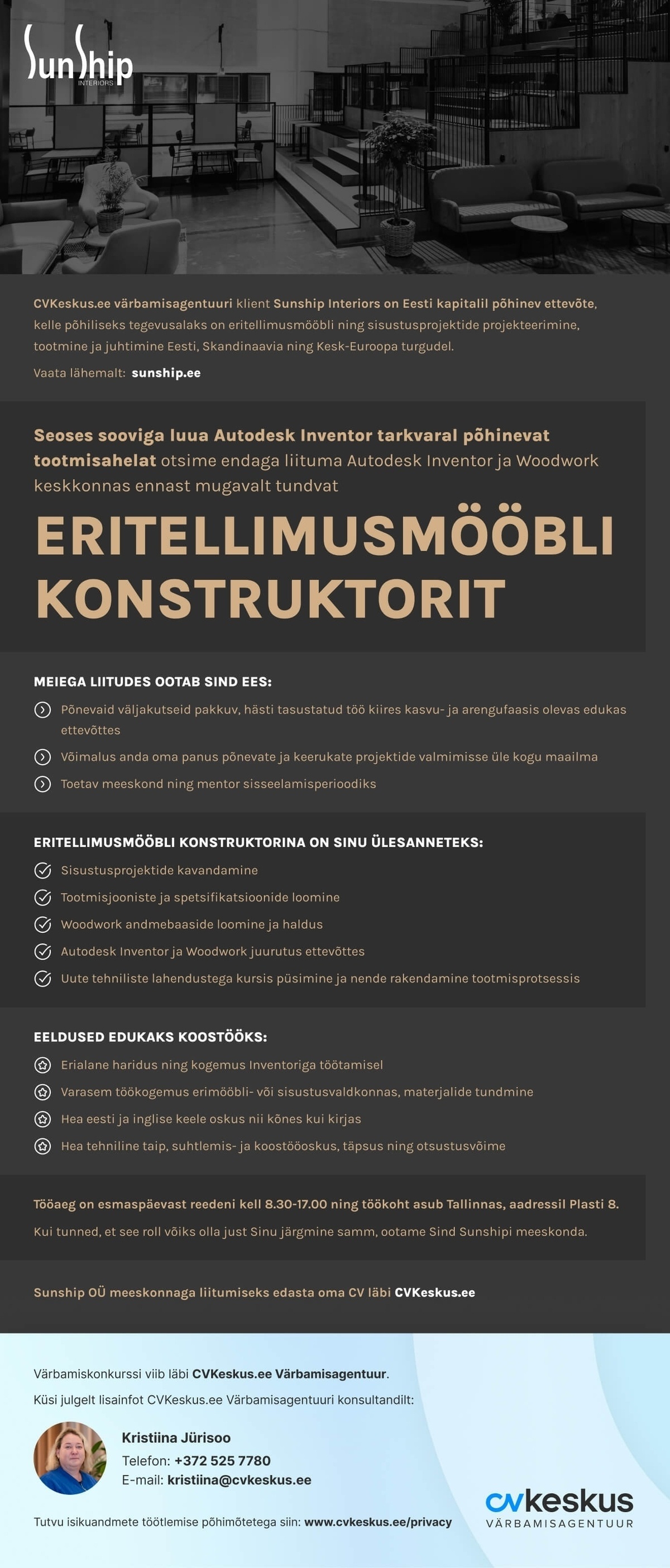 Sunship OÜ ERITELLIMUSMÖÖBLI KONSTRUKTOR