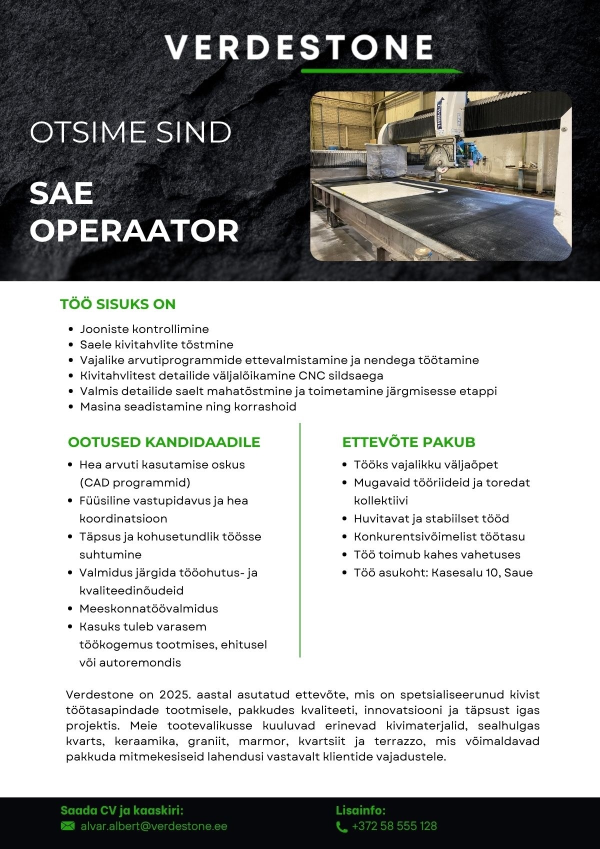 Verdestone OÜ Sae operaator