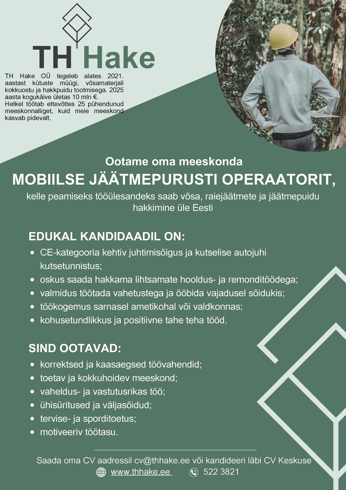 TH Hake OÜ Mobiilse jäätmepurusti operaator
