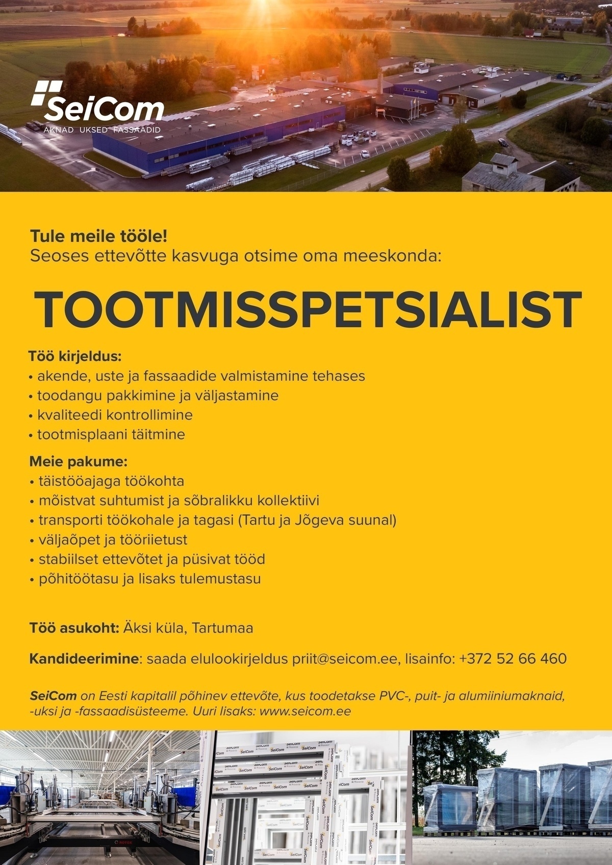 SEICOM OÜ TOOTMISSPETSIALIST