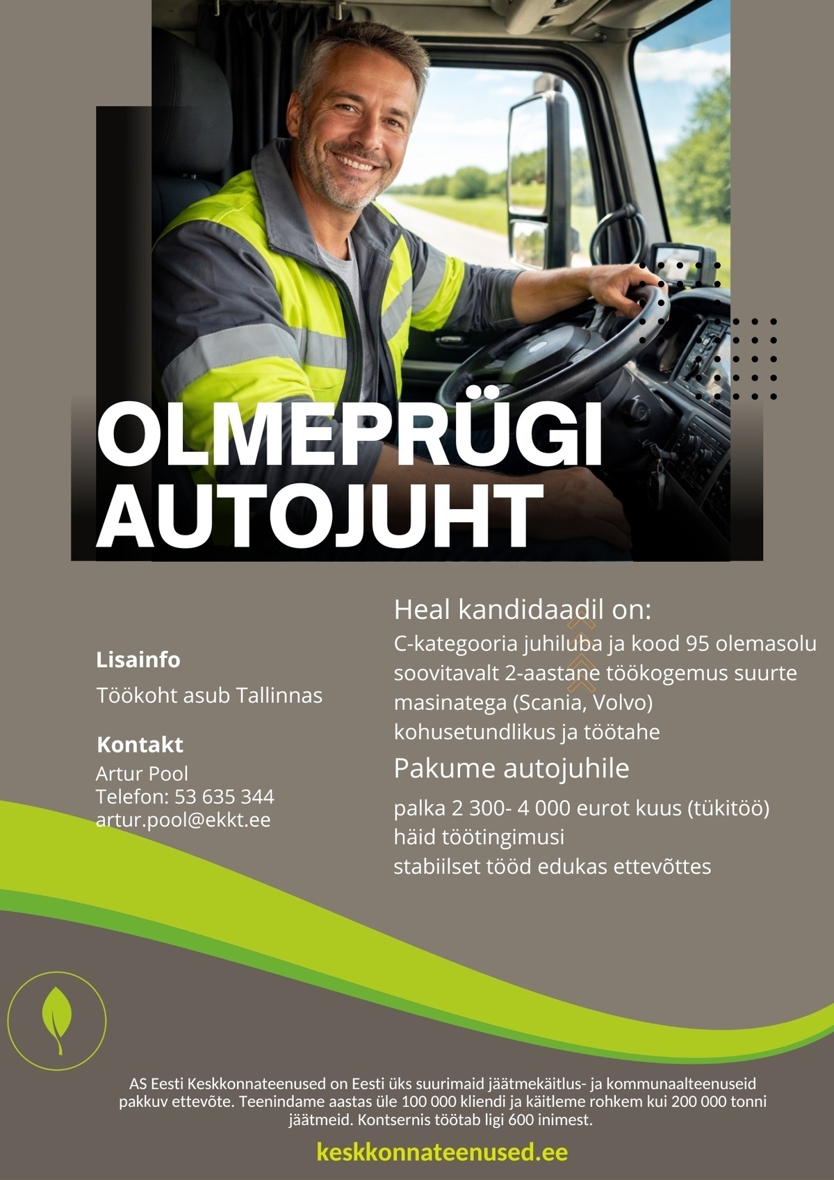 Eesti Keskkonnateenused AS Olmeprügi autojuht