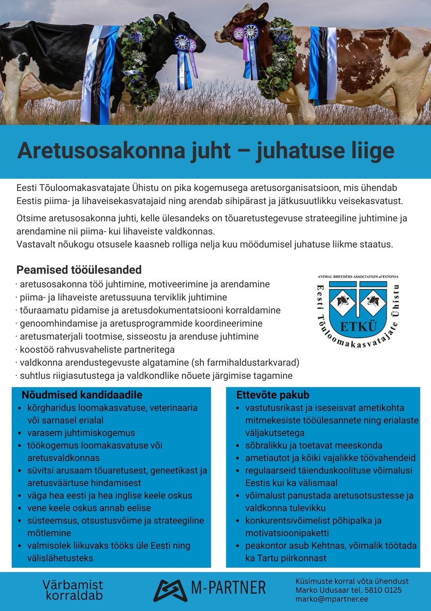 M-Partner HR Aretusosakonna juht – juhatuse liige