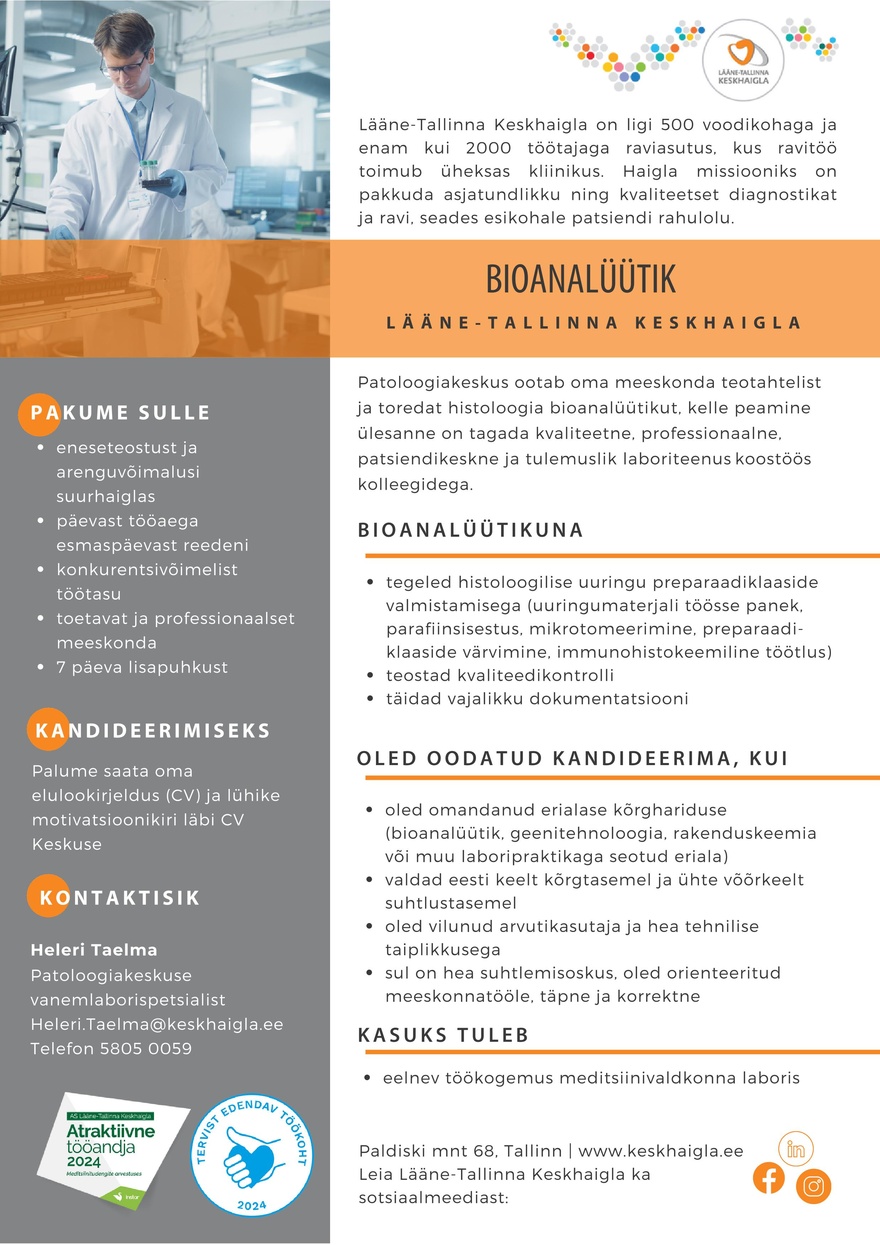 AS Lääne-Tallinna Keskhaigla Bioanalüütik