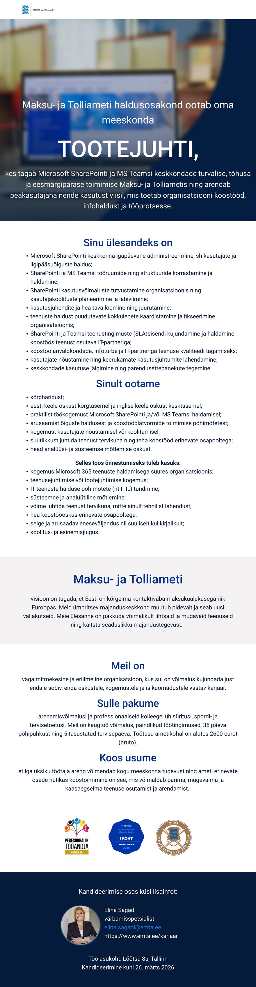 Maksu- ja Tolliamet Tootejuht